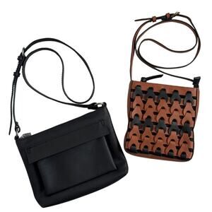 2 Universal Thread Crossbody Bags Black & Brown Faux Leather Adjustable Strap